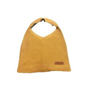 Listicle Knit Yellow Mustard Hobo Shoulder Bag Soft Slouchy Boho Everyday Purse